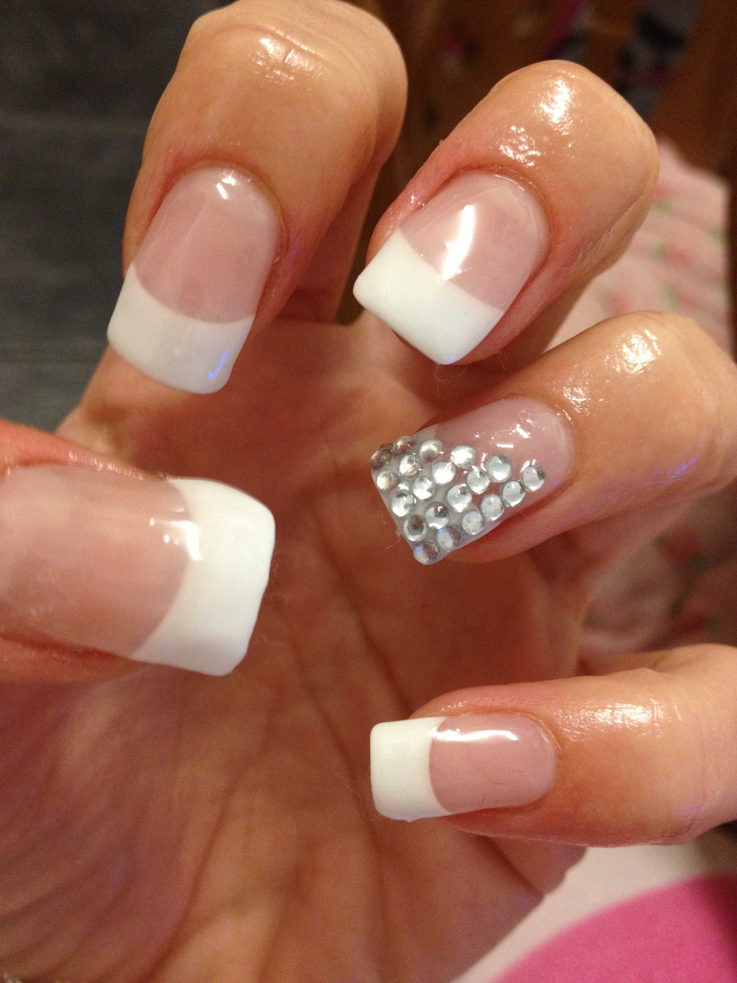 French tips with gems  beautifulcuticles